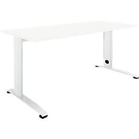 Schäfer Shop Select Schreibtisch LOGIN, manuell höheneinstellbar, C-Fuß, B 1200 x T 800 x H 660-820 mm, weiß/verkehrsweiß