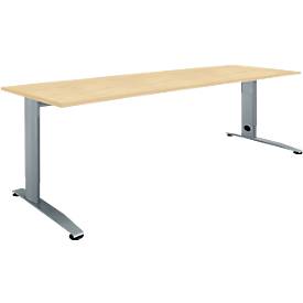 Schäfer Shop Select Schreibtisch LOGIN, manuell höheneinstellbar, C-Fuß, B 1600 x T 800 x H 660-820 mm, Ahorn/basaltgrau