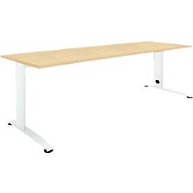 Schäfer Shop Select Schreibtisch LOGIN, manuell höheneinstellbar, C-Fuß, B 1600 x T 800 x H 660-820 mm, Ahorn/verkehrsweiß