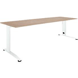 Schäfer Shop Select Schreibtisch LOGIN, manuell höheneinstellbar, C-Fuß, B 1600 x T 800 x H 660-820 mm, Eiche/verkehrsweiß