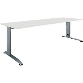Schäfer Shop Select Schreibtisch LOGIN, manuell höheneinstellbar, C-Fuß, B 1600 x T 800 x H 660-820 mm, lichtgrau/basaltgrau