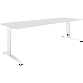 Schäfer Shop Select Schreibtisch LOGIN, manuell höheneinstellbar, C-Fuß, B 1600 x T 800 x H 660-820 mm, lichtgrau/verkehrsweiß