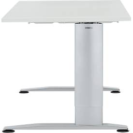 Schäfer Shop Select Schreibtisch LOGIN, manuell höheneinstellbar, C-Fuß, B 1600 x T 800 x H 660-820 mm, lichtgrau/weißalu