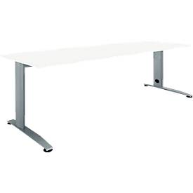 Schäfer Shop Select Schreibtisch LOGIN, manuell höheneinstellbar, C-Fuß, B 1600 x T 800 x H 660-820 mm, weiß/basaltgrau