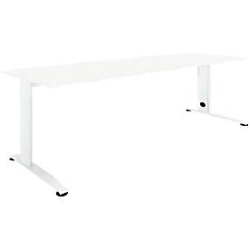 Schäfer Shop Select Schreibtisch LOGIN, manuell höheneinstellbar, C-Fuß, B 1600 x T 800 x H 660-820 mm, weiß/verkehrsweiß