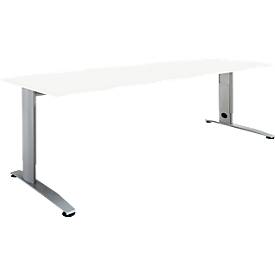 Schäfer Shop Select Schreibtisch LOGIN, manuell höheneinstellbar, C-Fuß, B 1600 x T 800 x H 660-820 mm, weiß/weißalu
