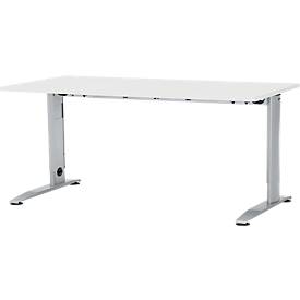 Schäfer Shop Select Schreibtisch LOGIN, manuell höheneinstellbar, C-Fuß, B 1600 x T 800 x H 660-820 mm, weiß/weißalu