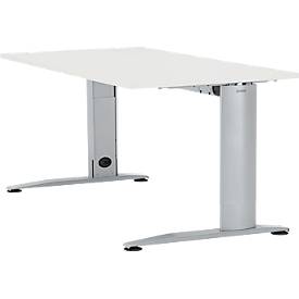 Schäfer Shop Select Schreibtisch LOGIN, manuell höheneinstellbar, C-Fuß, B 1600 x T 800 x H 660-820 mm, weiß/weißalu