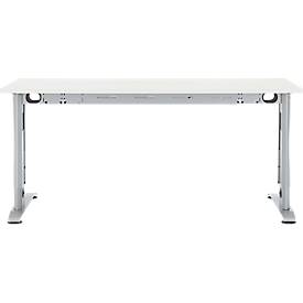 Schäfer Shop Select Schreibtisch LOGIN, manuell höheneinstellbar, C-Fuß, B 1600 x T 800 x H 660-820 mm, weiß/weißalu