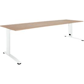 Schäfer Shop Select Schreibtisch LOGIN, manuell höheneinstellbar, C-Fuß, B 1800 x T 800 x H 660-820 mm, Eiche/verkehrsweiß