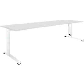 Schäfer Shop Select Schreibtisch LOGIN, manuell höheneinstellbar, C-Fuß, B 1800 x T 800 x H 660-820 mm, lichtgrau/verkehrsweiß