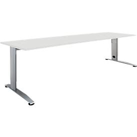 Schäfer Shop Select Schreibtisch LOGIN, manuell höheneinstellbar, C-Fuß, B 1800 x T 800 x H 660-820 mm, lichtgrau/weißalu