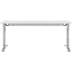 Schäfer Shop Select Schreibtisch LOGIN, manuell höheneinstellbar, C-Fuß, B 1800 x T 800 x H 660-820 mm, lichtgrau/weißalu