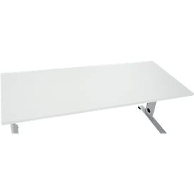 Schäfer Shop Select Schreibtisch LOGIN, manuell höheneinstellbar, C-Fuß, B 1800 x T 800 x H 660-820 mm, lichtgrau/weißalu