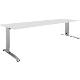 Schäfer Shop Select Schreibtisch LOGIN, manuell höheneinstellbar, C-Fuß, B 1800 x T 800 x H 660-820 mm, lichtgrau/weißalu