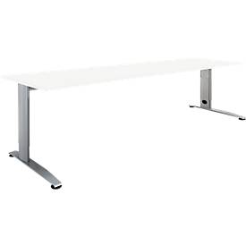Schäfer Shop Select Schreibtisch LOGIN, manuell höheneinstellbar, C-Fuß, B 1800 x T 800 x H 660-820 mm, weiß/weißalu