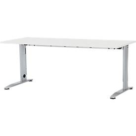 Schäfer Shop Select Schreibtisch LOGIN, manuell höheneinstellbar, C-Fuß, B 1800 x T 800 x H 660-820 mm, weiß/weißalu