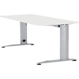 Schäfer Shop Select Schreibtisch LOGIN, manuell höheneinstellbar, C-Fuß, B 1800 x T 800 x H 660-820 mm, weiß/weißalu