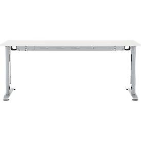 Schäfer Shop Select Schreibtisch LOGIN, manuell höheneinstellbar, C-Fuß, B 1800 x T 800 x H 660-820 mm, weiß/weißalu