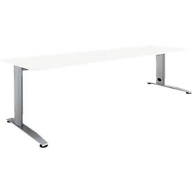 Schäfer Shop Select Schreibtisch LOGIN, manuell höheneinstellbar, C-Fuß, B 1800 x T 800 x H 660-820 mm, weiß/weißalu