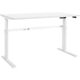 Schäfer Shop Select Schreibtisch Moxxo IQ, elektrisch höhenverstellbar, Rechteck, C-Fuß, B 1600 x T 800 x H 725-1185 mm, weiß
