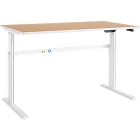 Schäfer Shop Select Schreibtisch Moxxo IQ, elektrisch höhenverstellbar, Rechteck, C-Fuß, B 1800 x T 800 x H 725-1185 mm, Buche/weiß 