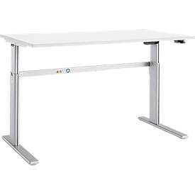 Schäfer Shop Select Schreibtisch Moxxo IQ, elektrisch höhenverstellbar, Rechteck, C-Fuß, B 1800 x T 800 x H 725-1185 mm, weiß/weißaluminium