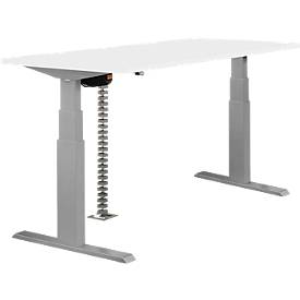 Schäfer Shop Select Schreibtisch NEVADA, elektrisch höhenverstellbar, Rechteck, T-Fuß, B 1600 x T 800 x H 640-1300 mm, weiß/weißaluminium RAL 9006 