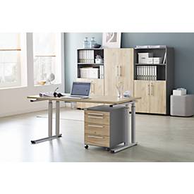 Schäfer Shop Select Schreibtisch SET UP, C-Fußgestell, 1600x800, eiche/weißalu 