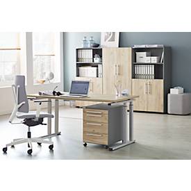 Schäfer Shop Select Schreibtisch SET UP, C-Fußgestell, 1600x800, eiche/weißalu 