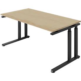 Schäfer Shop Select Schreibtisch SET UP, C-Fußgestell, 1600x800, Wildeiche/graphit