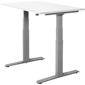 Schäfer Shop Select Schreibtisch SET UP, elektrisch höhenverstellbar, Rechteck, T-Fuß, B 1200 x T 800 x H 645-1290 mm, weiß/weißaluminium