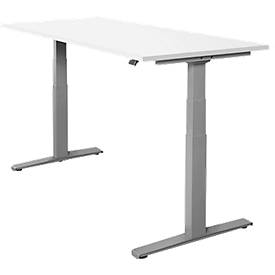 Schäfer Shop Select Schreibtisch SET UP, elektrisch höhenverstellbar, Rechteck, T-Fuß, B 1800 x T 800 x H 645-1290 mm, weiß/weißaluminium 