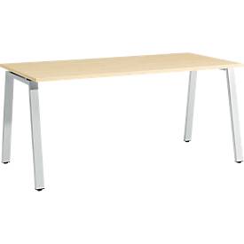 Schäfer Shop Select Schreibtisch Start Off, A-Fuß, Rechteck, Stahl/Holz, B 1600 x T 800 x H 735 mm, ahorn 