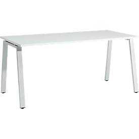 Schäfer Shop Select Schreibtisch Start Off, A-Fuß, Rechteck, Stahl/Holz, B 1600 x T 800 x H 735 mm, lichtgrau 