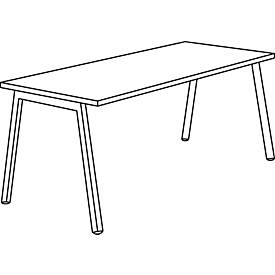 Schäfer Shop Select Schreibtisch Start Off, A-Fuß, Rechteck, Stahl/Holz, B 1600 x T 800 x H 735 mm, lichtgrau 