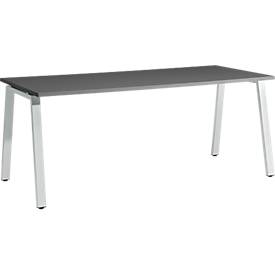 Schäfer Shop Select Schreibtisch Start Off, A-Fuß, Rechteck, Stahl/Holz, B 1800 x T 800 x H 735 mm, graphit