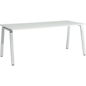 Schäfer Shop Select Schreibtisch Start Off, A-Fuß, Rechteck, Stahl/Holz, B 1800 x T 800 x H 735 mm, lichtgrau 