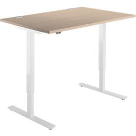 Schäfer Shop Select Schreibtisch Start Off, elektrisch höhenverstellbar, Rechteck, T-Fuß, B 1200 x T 800 x H 755-1255 mm, Eiche/weiß
