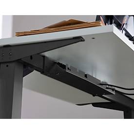 Schäfer Shop Select Schreibtisch Start Off, elektrisch höhenverstellbar, Rechteck, T-Fuß, B 1600 x T 800 x H 755-1255 mm, Ahorn/schwarz 