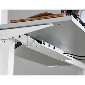 Schäfer Shop Select Schreibtisch Start Off, elektrisch höhenverstellbar, Rechteck, T-Fuß, B 1600 x T 800 x H 755-1255 mm, Buche/weiß 