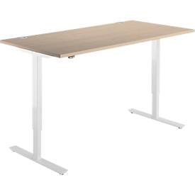 Schäfer Shop Select Schreibtisch Start Off, elektrisch höhenverstellbar, Rechteck, T-Fuß, B 1600 x T 800 x H 755-1255 mm, Eiche/weiß
