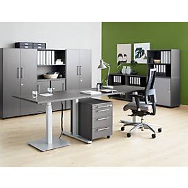 Schäfer Shop Select Schreibtisch Start Off, T-Fuß, Rechteck, Stahl/Holz, B 1600 x T 800 x H 735 mm, graphit 