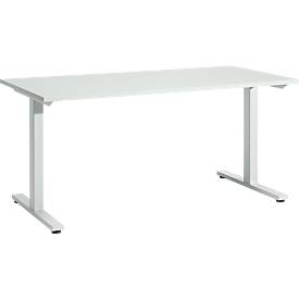 Schäfer Shop Select Schreibtisch Start Off, T-Fuß, Rechteck, Stahl/Holz, B 1600 x T 800 x H 735 mm, lichtgrau 