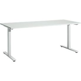 Schäfer Shop Select Schreibtisch Start Off, T-Fuß, Rechteck, Stahl/Holz, B 1800 x T 800 x H 735 mm, lichtgrau 