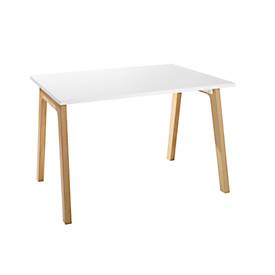 Schäfer Shop Select Schreibtisch Start Off Wood, Rechteck, A-Fuß, B 1200 x T 800 x H 735 mm, weiß/Holzoptik 