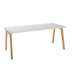 Schäfer Shop Select Schreibtisch Start Off Wood, Rechteck, A-Fuß, B 1800 x T 800 x H 735 mm, lichtgrau/Holzoptik 