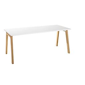 Schäfer Shop Select Schreibtisch Start Off Wood, Rechteck, A-Fuß, B 1800 x T 800 x H 735 mm, weiß/Holzoptik 