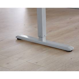 Schäfer Shop Select Schreibtisch START UP, elektrisch höhenverstellbar, Rechteck, T-Fuß, B 1200 x T 800 x H 705-1205 mm, lichtgrau/weißaluminium 