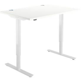 Schäfer Shop Select Schreibtisch START UP, elektrisch höhenverstellbar, Rechteck, T-Fuß, B 1200 x T 800 x H 705-1205 mm, weiß 